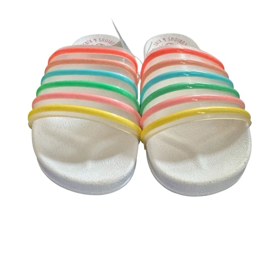 BNWT Disney Parks Little Mermaid Ariel Rainbow Striped Swim Slide Sandals Sz 2/3
